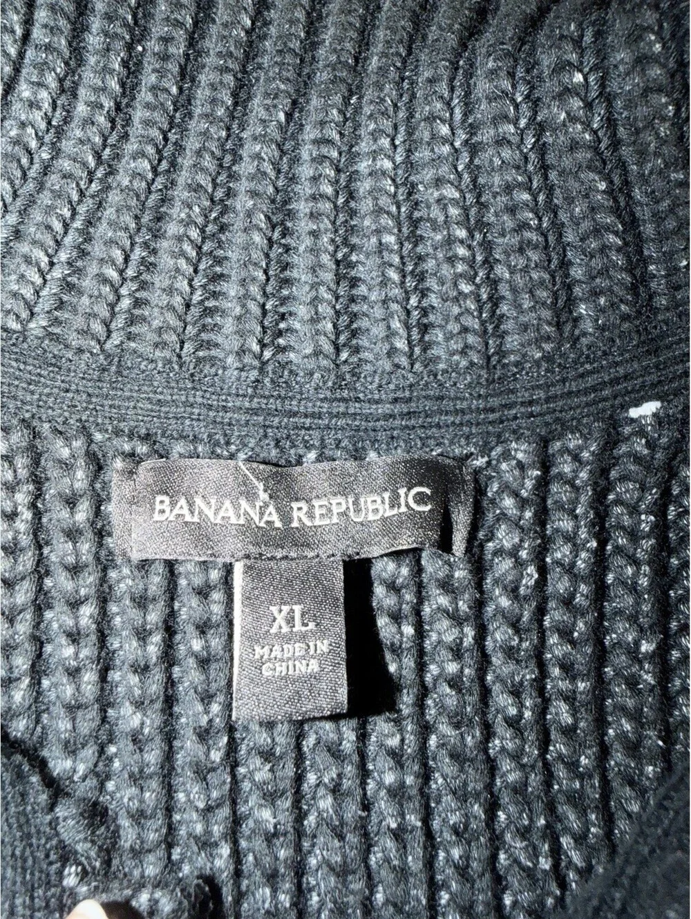 Banana Republic Black Ribbed Knit Crew Neck Button-Front Cardigan Sweater XL